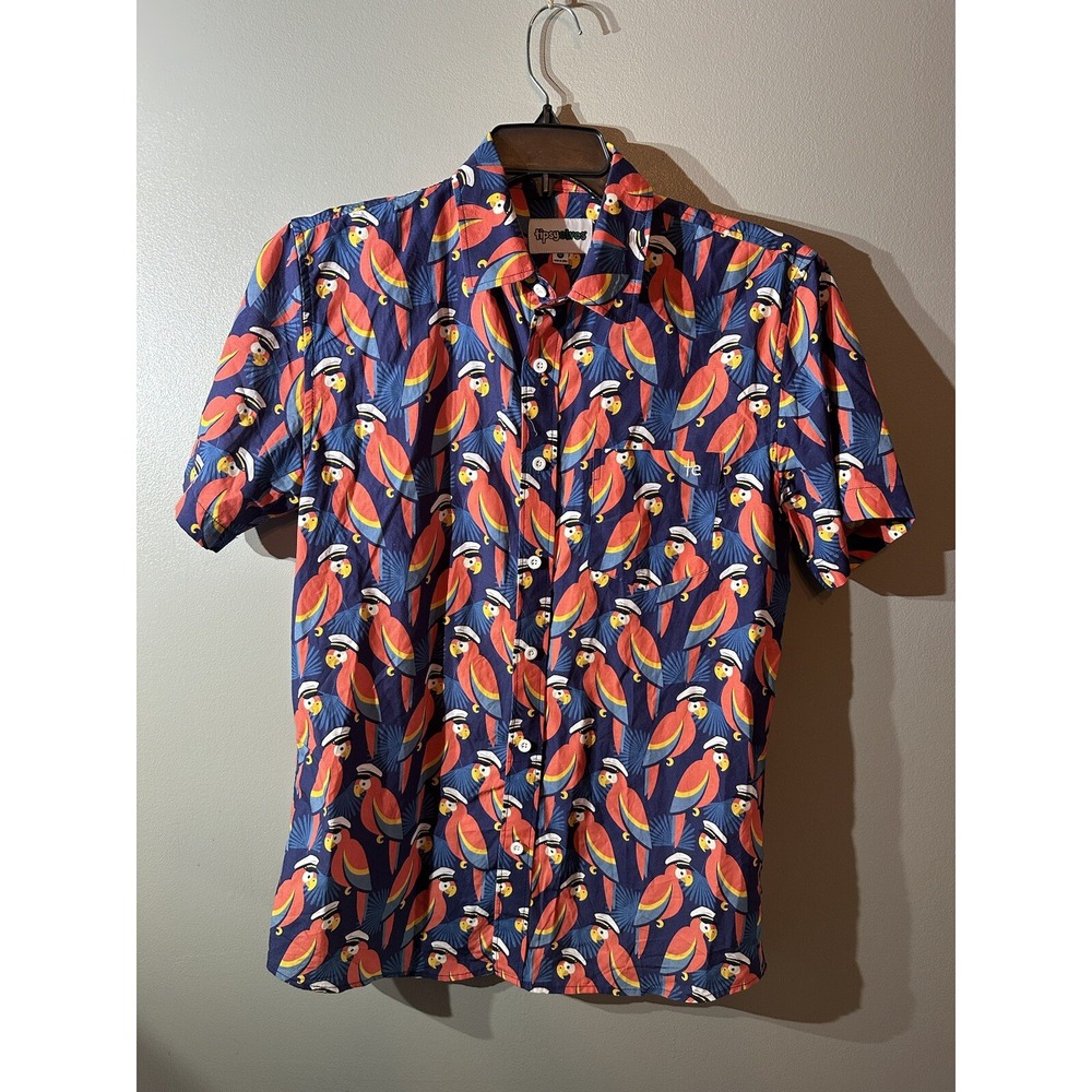 Tipsyelves‎ Size Medium Captain Parrots Hawaiian Shirt